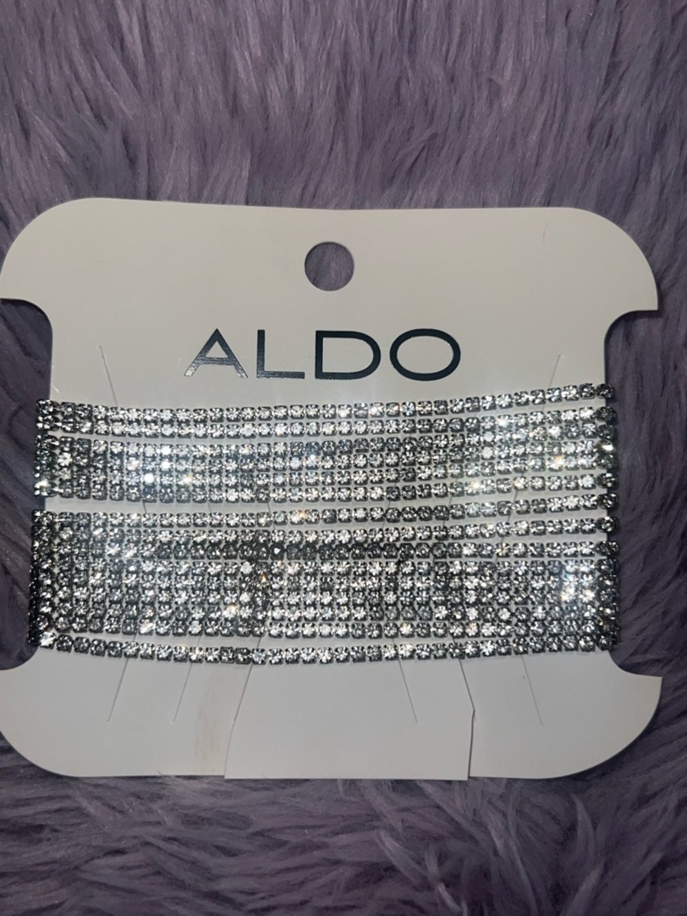 ALDO Silver Tone Multi-Row Rhinestone Bracelet